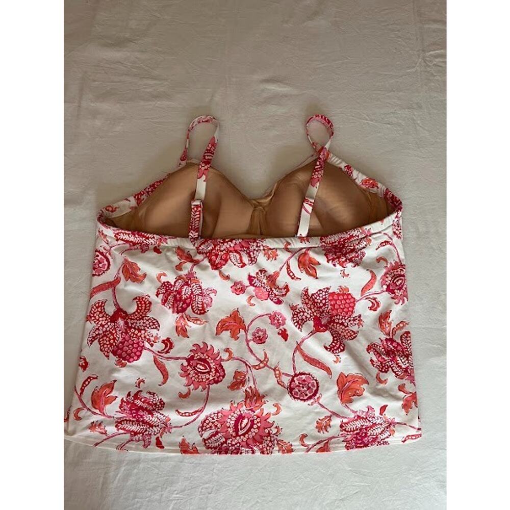 Lands End Tankini Swimsuit Top 22W Pink Floral Hawaiian Built In Bra - Picture 7 of 8